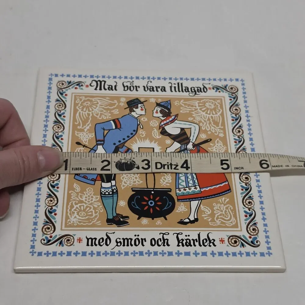 Vintage Berggren Originals Tile Scandinavian Folk Art Trivet Kitchen Decor